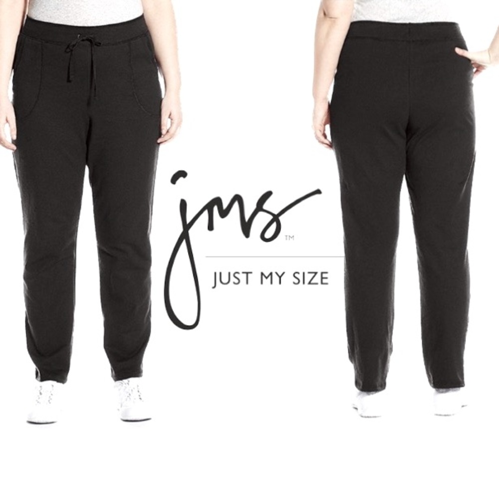 COPY - JUST MY SIZE French Terry Black Drawstring Pants Plus Size 1X (16W)